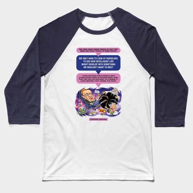 Stephen Hawking Baseball T-Shirt by PLAYDIGITAL2020
